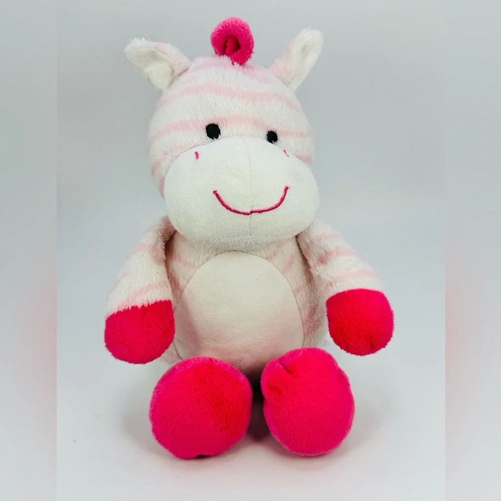Carters Pink Zebra Plush Baby Stuffed Animal 10” Lovey Nursery Toy 2013